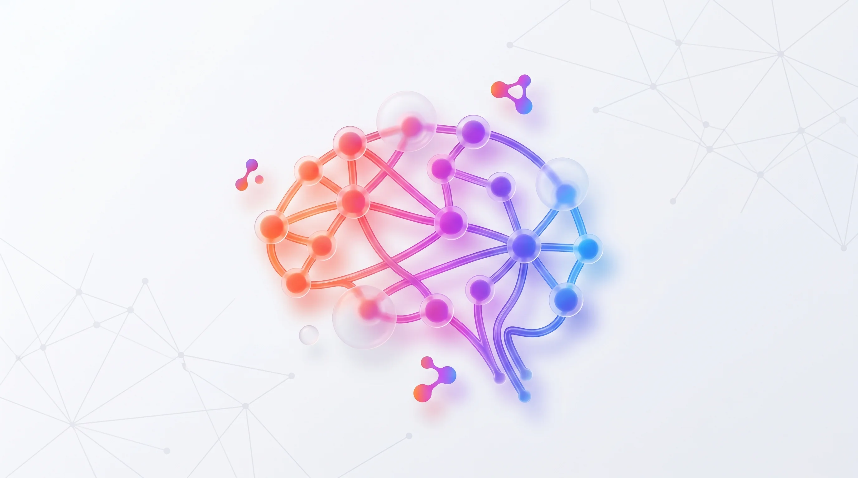 implementación de rag para pymes — Abstract digital neural network nodes and glowing data pipelines in a modern office, clean professional tech aesthetic.