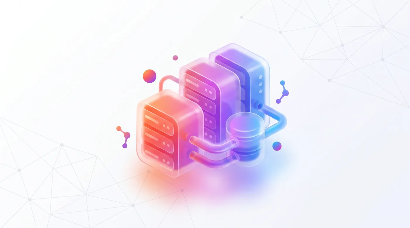 n8n vs zapier para empresas — modern server room with glowing blue network cables, high-tech data center, clean professional aesthetic, cinematic lighting