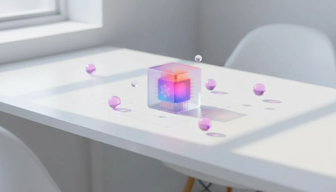 diferencia entre rpa e inteligencia artificial — Minimalist white workspace with geometric shadows, soft directional light, clean surface, single subtle tech accent, calm professional atmosphere